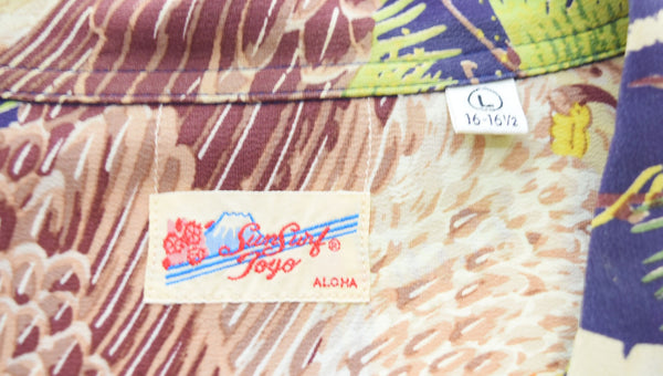 サンサーフ SUN SURF  アロハシャツ BIG EAGLE レーヨンシャツ  SS24846 長袖シャツ Lサイズ 103MT-2141