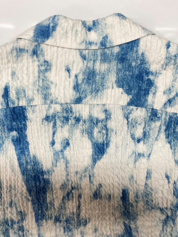 フェンチェンワン Feng Chen Wang TRUCKER JACKET トラッカー ジャケット タイダイ ストレッチ ボタン アウター 白 青 FUS17JK23 ジャケット 総柄 ホワイト Mサイズ 104MT-2105