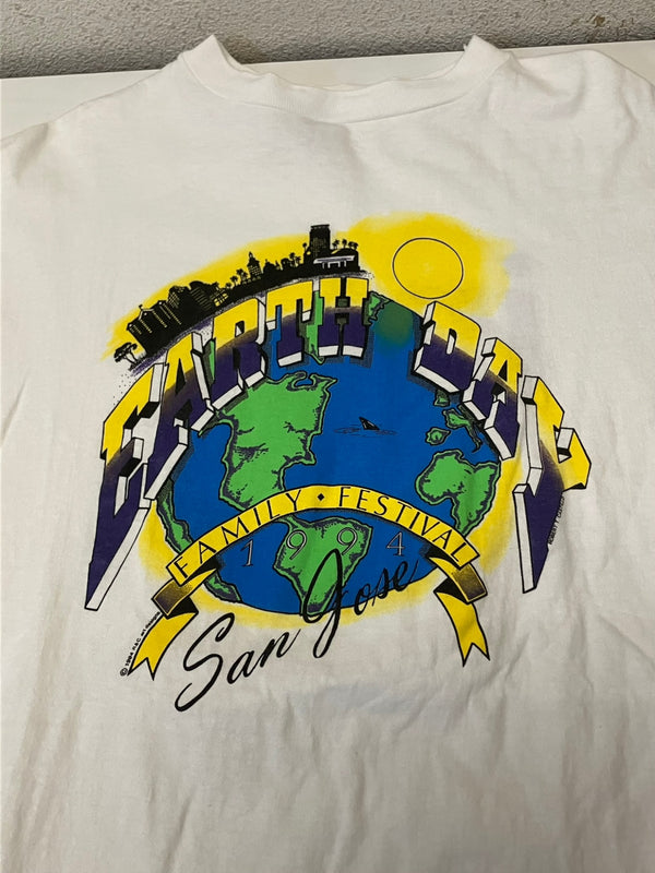 US US古着 90's 90年代 Hanes Intel インテル EARTH DAY アースデイ 企業モノ プロモーション アドバタイジング  MADE IN USA アメリカ製 VINTAGE ヴィンテージ XL Tシャツ ホワイト LLサイズ 101MT-4940