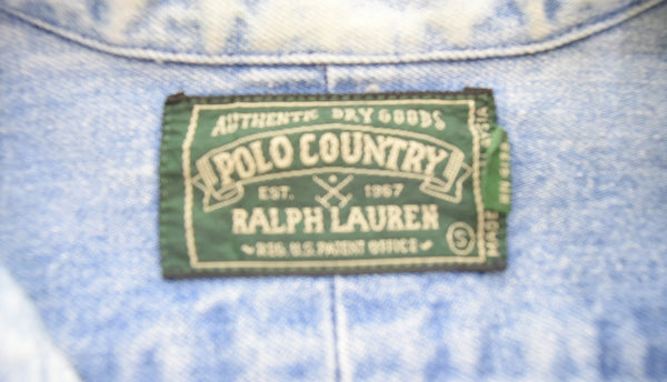 ラルフローレン RalphLauren 80s 90s POLO COUNTRY ポロ カントリービンテージ デニム 長袖 シャツ 長袖シャツ ブルー Sサイズ 103MT-3226