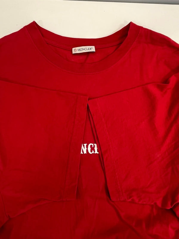 モンクレール MONCLER GENIUS ジーニアス 半袖カットソー 赤 ロゴプリント バックプリント Tシャツ レッド Sサイズ 101MT-4420