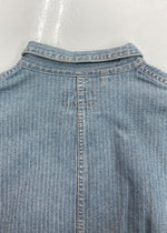 ダブルアールエル RRL 90s COVERALL JACKET カバーオール ジャケット 三ツ星タグ ヘリボーン USA製 Ralph Lauren 青 ジャケット ロゴ ブルー Mサイズ 104MT-1362