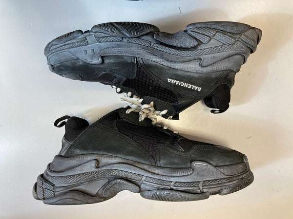 バレンシアガ BALENCIAGA Triple S トリプルS ダメージ加工 エイジング加工  黒 メンズ靴 スニーカー ブラック 28.5cm 101-shoes1798