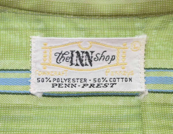 ヴィンテージ Vintage 70s TOWN CRAFT PENNYS 70's コットンポリ 半袖シャツ グリーン Lサイズ 103MT-2913