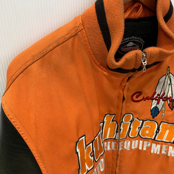 【曜日割引対象外】 クシタニ KUSHITANI ライディングジャケット スタジャン レザー ライダースジャケット ジャケット オレンジ Lサイズ 201MT-4144 VB