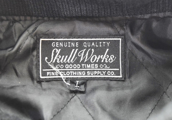 スカルワークス SKULL WORKS  CROWS WORST スカル刺繍 スタジャン ジャケット ブラック Lサイズ 103MT-3342各所汚れあり