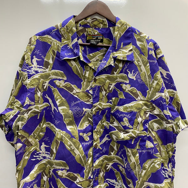 【曜日割引対象外】 パタゴニア PATAGONIA 90's pataloha バナナラマ アロハシャツ 半袖シャツ ネイビー XLサイズ 201MT-4396 VB