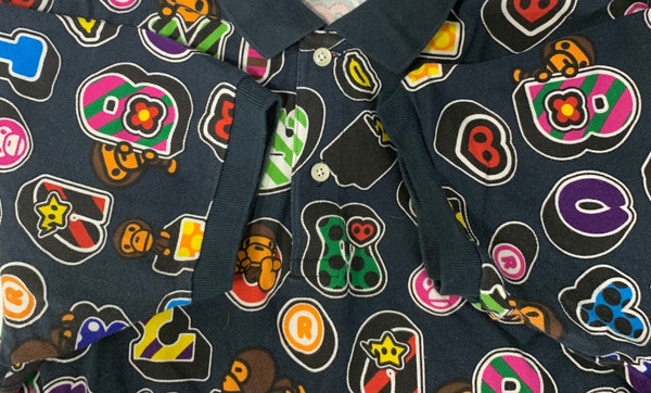 アベイシングエイプ A BATHING APE 半袖ポロシャツ ブラック XLサイズ 201MT-4428