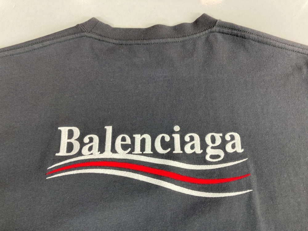 バレンシアガ BALENCIAGA Political Campaign Logo T-shirt ポリティカル キャンペーン ロゴ Tシャツ 灰色  641675 TKVJ1 1366 XXS Tシャツ プリント グレー 104MT-220 | 古着通販のドンドンサガール