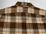 ダブルアールエル RRL 90s 90年代 三ツ星タグ フランネル ネルシャツ オープンカラー 開襟 ボックスカット 茶色 長袖シャツ チェック ブラウン 104MT-2016