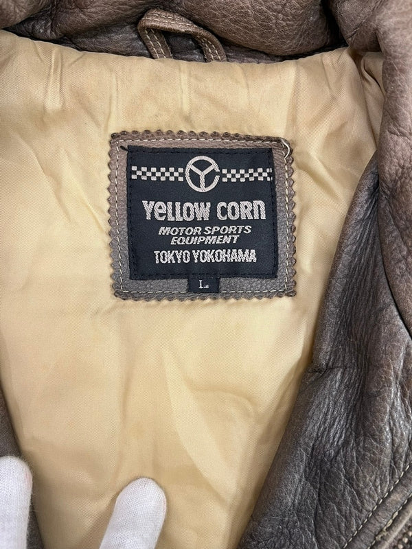 イエローコーン YeLLOW CORN レザージャケット ライダースジャケット シングルライダース バイカー バイク ツーリング 灰色 ジャケット グレー Lサイズ 101MT-5281