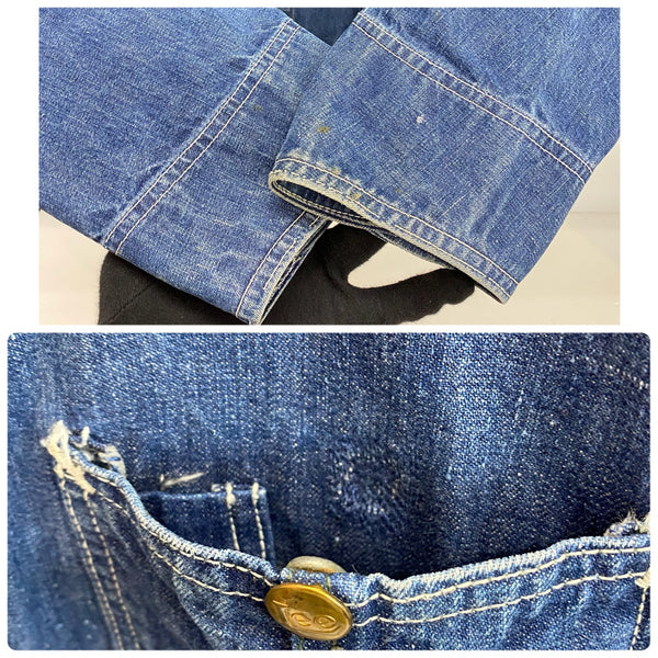 【曜日割引対象外】 リー Lee 50's 91-J デニム カバーオール ジャケット ブルー 48サイズ 201MT-4767 VB
