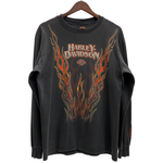 【曜日割引対象外】 ハーレーダビッドソン HARLEY-DAVIDSON 90's V FLAME USA製 フレイムパターン ロンT ブラック Mサイズ 201MT-4597 VB