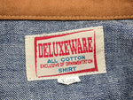 デラックスウエア DELUXEWARE 40s DENIM SHIRT 10.5oz デニムシャツ ワークシャツ ラグラン チンスト マチ付 紺 dew-7640 長袖シャツ 無地 ネイビー XLサイズ 104MT-731