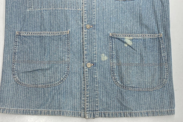 ダブルアールエル RRL 90s COVERALL JACKET カバーオール ジャケット 三ツ星タグ ヘリボーン USA製 Ralph Lauren 青 ジャケット ロゴ ブルー Mサイズ 104MT-1362