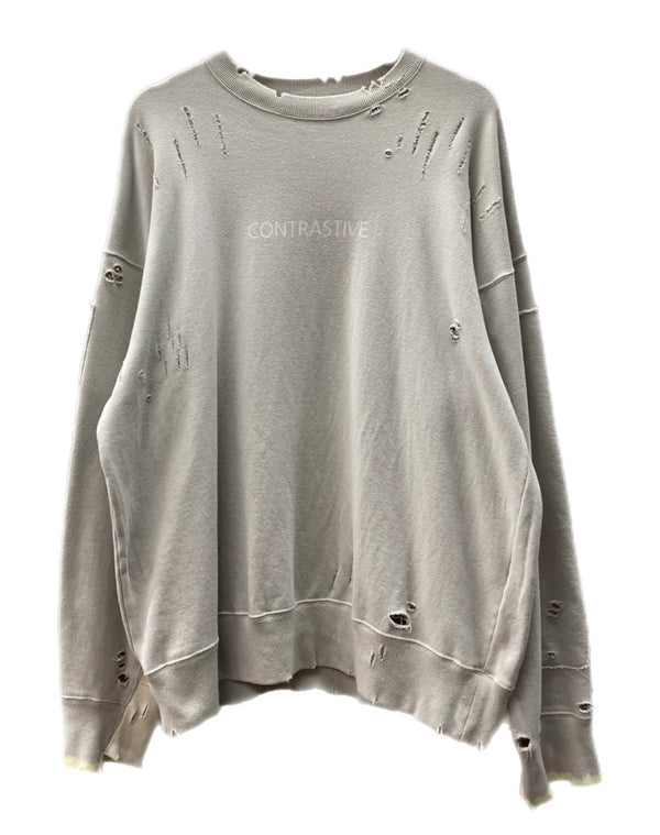 シュタイン stein 22AW OVERSIZED REBUILD SWEAT LS オーバーサイズ リビルド スウェット トレーナー 加工 クリーム 薄茶 st.441 スウェット プリント ベージュ Sサイズ 104MT-1640