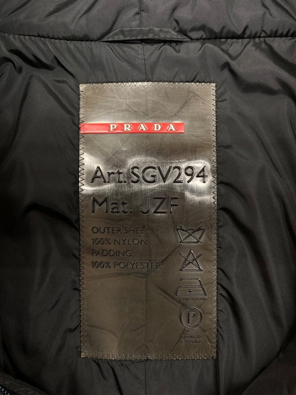 プラダ PRADA SPORT NYLON COAT ナイロン コート ダブルジップ ロング 中綿 アーカイブ ジャケット 黒 SGV294 サイズ 48 ジャケット 無地 ブラック 104MT-1703