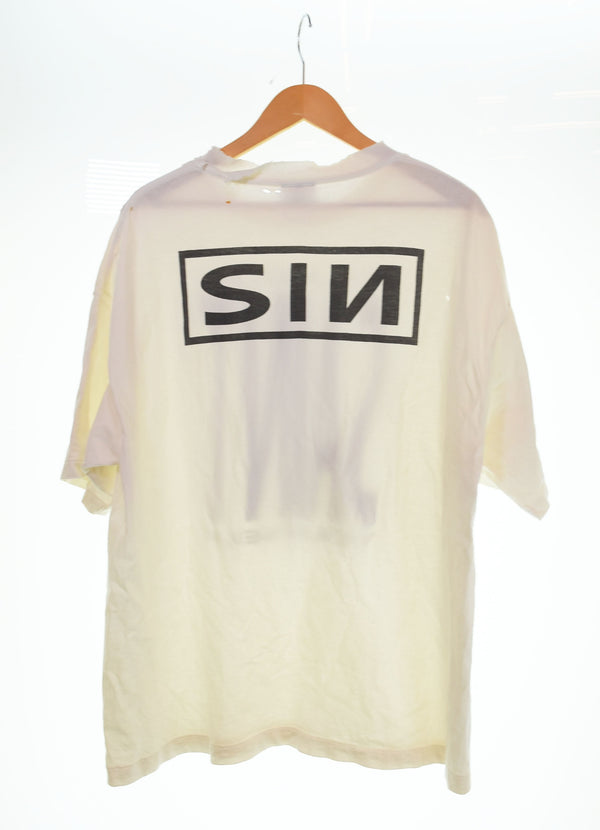 セントマイケル SAINT Mxxxxxx  25SS SAINT YOURSELF ダメージ加工 Tシャツ SM-HR8-0000-020 Tシャツ ホワイト LLサイズ 103MT-2775