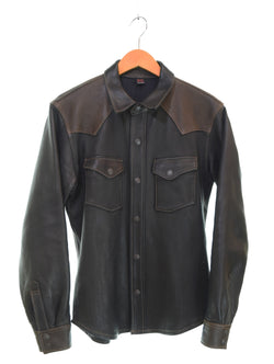 フラットヘッド THE FLAT HEAD ディアスキンレザーシャツ 鹿革  40 長袖シャツ ブラック 103MT-3251