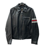 ステューシー STUSSY Schott ショット コラボ シングル ライダース レザー 革ジャン ラムレザー 羊革 USA製 黒 7547 サイズ 38 ジャケット ライン ブラック 104MT-2077