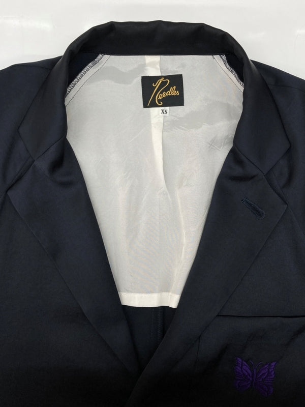 ニードルス Needles TAILORED JACKET テーラード ジャケット サテン 蝶 フォーマル 刺繍 アウター 紺 IN050 ジャケット ワンポイント ネイビー XSサイズ 104MT-1980