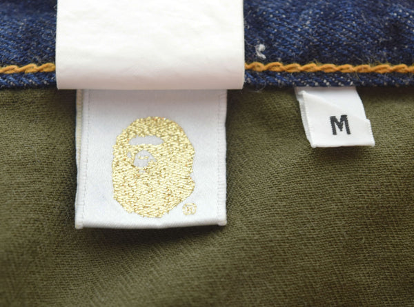 アベイシングエイプ A BATHING APE デニムハーフパンツ ペンキ加工 針シンチバック 股リベット 001DS0301003X ハーフパンツ ネイビー Mサイズ 103MB-538