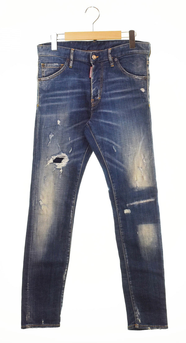 ディースクエアード DSQUARED2 SLASH LIGHT COOL GUY クール ガイ ダメージ ストレート デニム パンツ ジーンズ S74LB0418 S30342 デニム ブルー 46 103MB-474