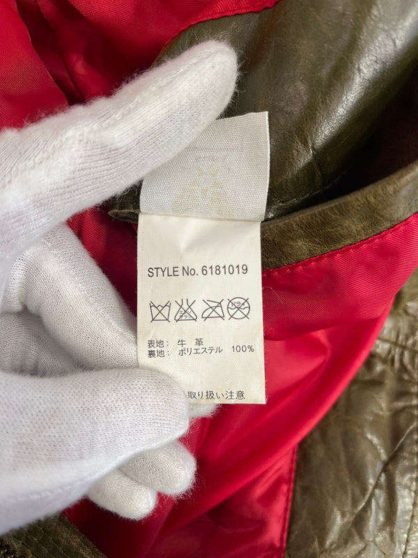 アヴィレックス AVIREX レザー フルジップ フライト ジャケット オリーブ 6181019 XL ジャケット カーキ LLサイズ 101MT-5092