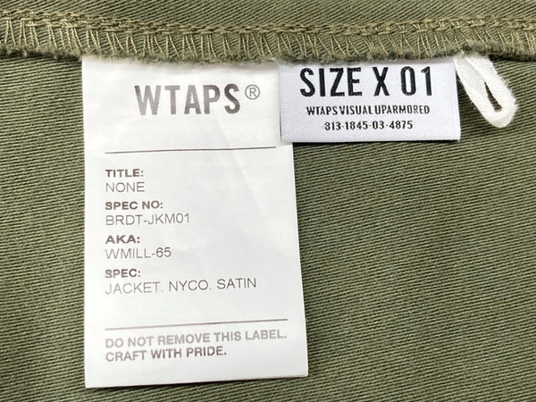 ダブルタップス WTAPS WMILL-65/JACKET. NYCO.SATIN BRDT-JKM01 ミリタリージャケット オリーブ 緑 SIZE 01 ジャケット 無地 カーキ 104MT-1619