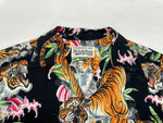 ワコマリア WACKO MARIA TIM LEHI S/S HAWAIIAN SHIRT ティム リーハイ ハワイアンシャツ アロハシャツ 半袖 開襟 タイガー 虎 フラワー 黒 半袖シャツ 花・植物 ブラック Mサイズ 104MT-369