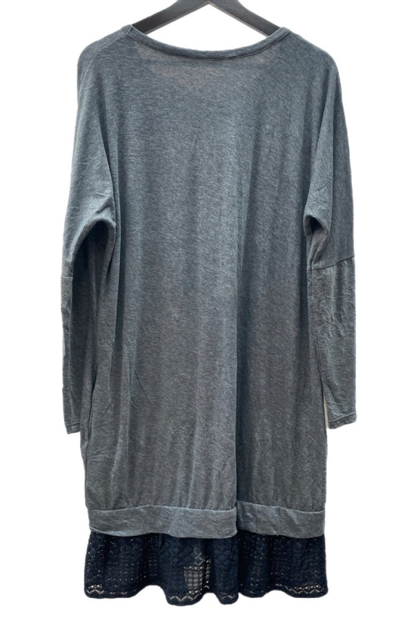 ワイズ Y's ヨウジヤマモト Yohji Yamamoto Lace Hem Long Cotton Cut And Sew Dress ポリエステル 裾レース 長袖 ドレス GRAY 灰 YX-T22-665 ワンピース グレー SIZE2 104LT-163