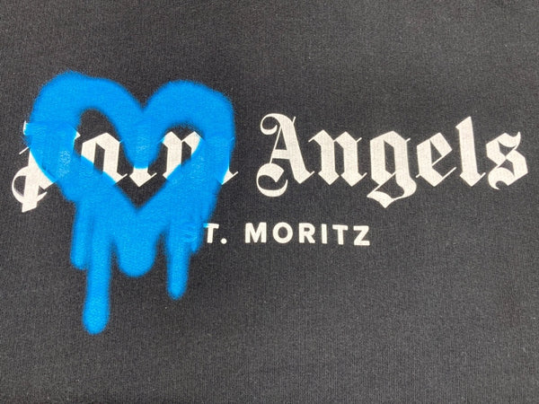 パームエンジェルス PALM ANGELS 21AW St.Moritz Heart Sprayed Hoody サンモリッツ ハート スプレー パーカー フーディ BLACK 黒 PMBB003F21FLE001 パーカ プリント ブラック Mサイズ 104MT-595