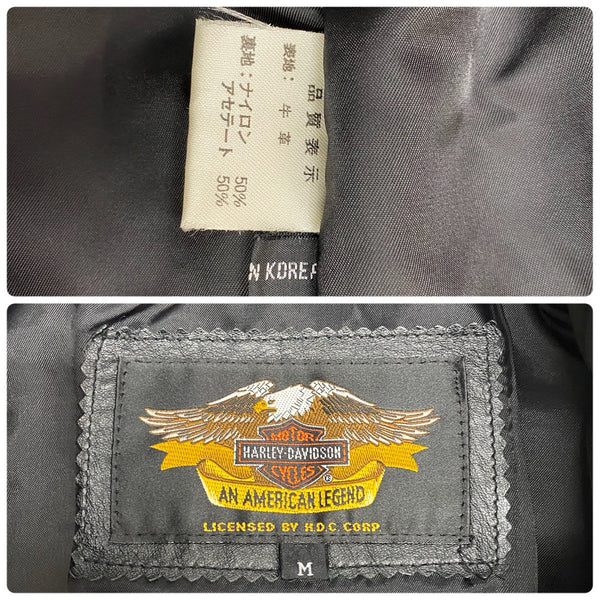 【曜日割引対象外】 ハーレーダビッドソン HARLEY-DAVIDSON レザーダウンジャケット 牛革 ジャケット ブラック Mサイズ 201MT-4498 VB