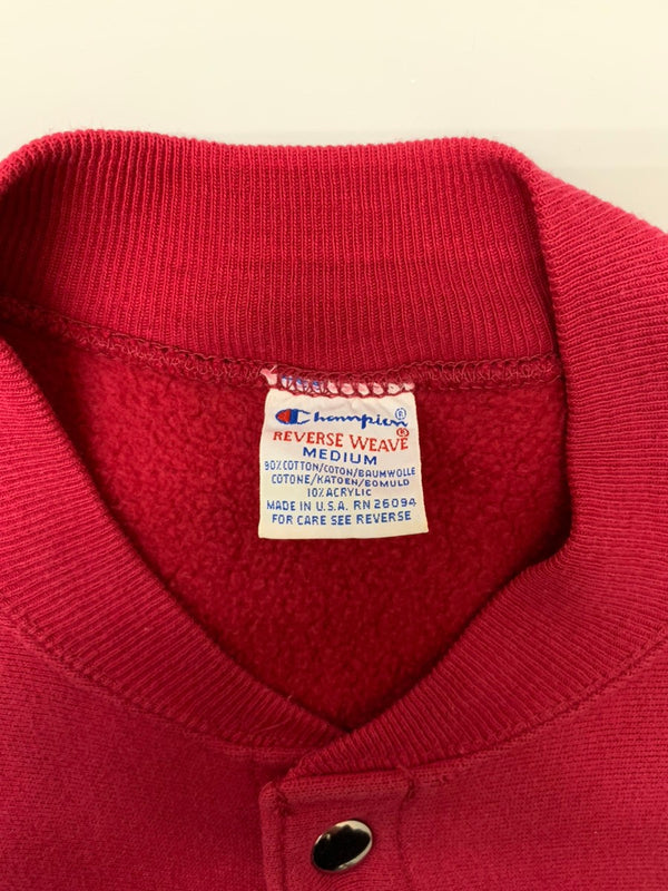 【曜日割引対象外】 チャンピオン Champion 90's USA製 REVERSE WEAVE スナップカーディガン スウェット レッド Mサイズ 201MT-3006 VB