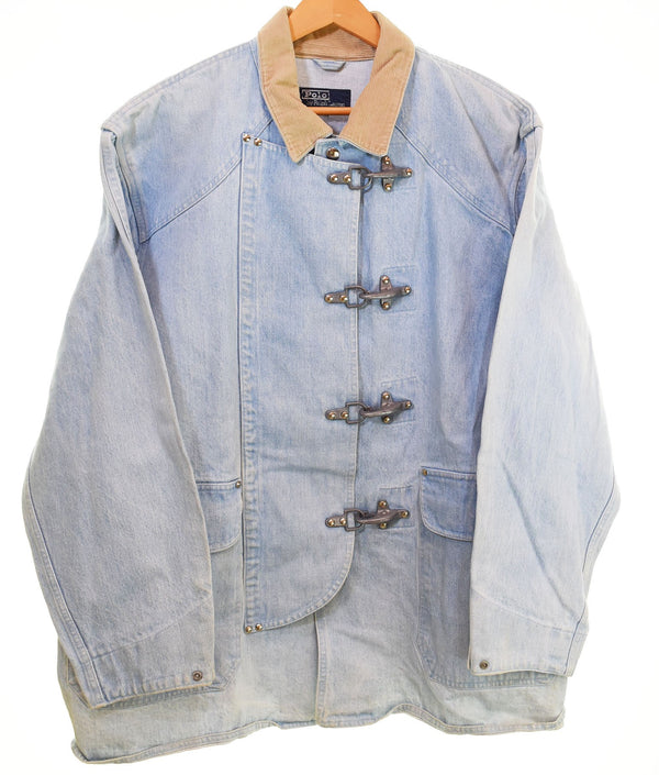 ラルフローレン RalphLauren 90's POLO by RALPH LAUREN ポロバイラルフローレン DENIM FIREMAN COAT デニム ファイヤーマンコート 90年代 XL ジャケット ブルー LLサイズ 103MT-2945