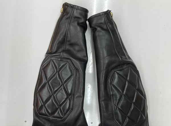 カドヤ KADOYA EVO パデッドライダース シングル ライダースジャケット レザージャケット サイドレース レースアップ 牛革 黒 　 ジャケット 無地 ブラック Lサイズ 104MT-2130