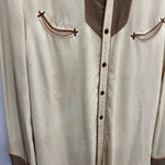 【曜日割引対象外】 ヴィンテージ vintage 40’s Circle A Western Wear Rayon Gabardine Shirt USA製 長袖シャツ ベージュ 201MT-4446 VB