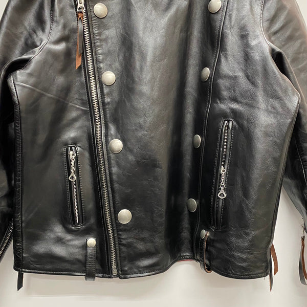 【曜日割引対象外】 アメカジ系 leather item ダブル レザー ライダースジャケット IDEAL CONMAR ZIPPER ジャケット ブラック 201MT-3735 VB