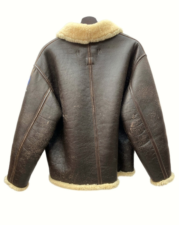 バズリクソンズ BUZZ RICKSON'S TYPE D-1 Mouton Flight Jacket ムートン フライト ジャケット U.S.ARMVY アウター 茶色 ジャケット プリント ブラウン Sサイズ 104MT-628