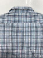 ダブルアールエル RRL 90s OPEN COLLAR SHIRT オープン カラー シャツ アロハ ハワイアン ワーク 半袖 開襟 三ツ星タグ Ralph Lauren 青 半袖シャツ チェック ブルー Mサイズ 104MT-1517