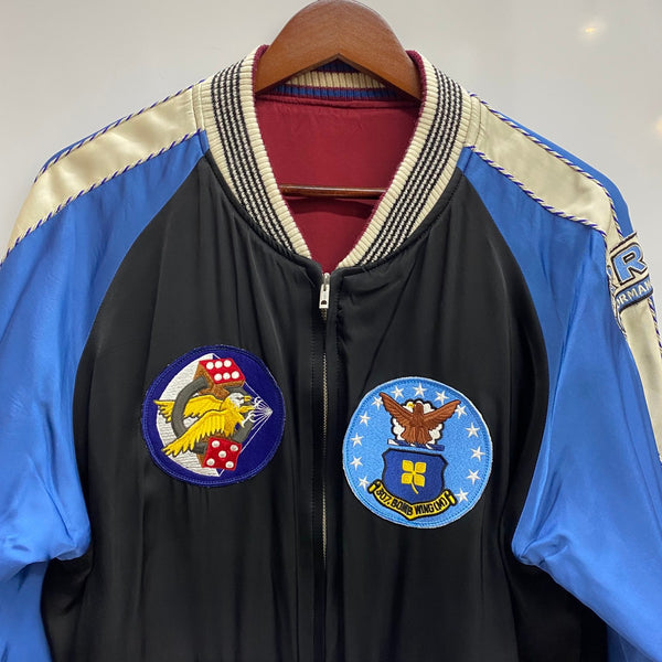 【曜日割引対象外】 スカルフライト SKULL FLIGHT MYOSEN スカジャン タグ欠損 ジャケット レッド 201MT-4716 VB