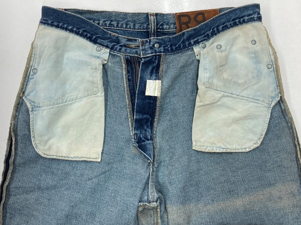 ダブルアールエル RRL 90s DENIM PANTS デニム パンツ ジップフライ ジーパン ジーンズ USA製 Ralph Lauren インディゴ 青 ロゴ R004 デニム ブルー 33/31 104MB-233