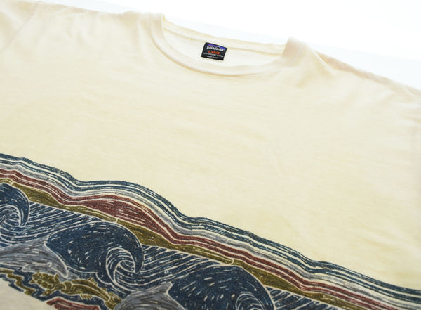 パタゴニア PATAGONIA  90s 90's 90年代 USA製 黒タグ生態系プリントTee 希少 Tシャツ ホワイト Lサイズ 103MT-2746