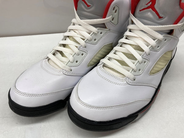 ナイキ NIKE 19年製 AIR JORDAN 5 RETRO FIRE RED エア ジョーダン レトロ ファイヤー レッド AJ5 スウッシュロゴ 白 赤 黒 DA1911-102 メンズ靴 スニーカー ホワイト 27.5cm 104S-844