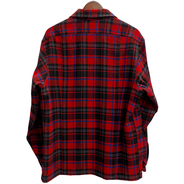 【曜日割引対象外】 ペンドルトン PENDLETON 70's ウール チェックシャツ ボードシャツ ネルシャツ オープンカラー USA製 長袖シャツ レッド XLサイズ 201MT-4773 VB