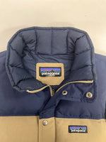 パタゴニア PATAGONIA 2015年製 Bivy Down Vest ビビーダウンベスト アウトドア 茶 紺 バイカラー 27586FA15 ベスト ベージュ Sサイズ 101MT-5127