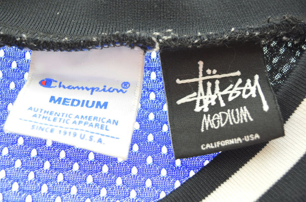 ステューシー STUSSY Champion チャンピオン ホッケーシャツ ゲームシャツ メッシュ 半袖 ブルー C8-F407 Tシャツ ブルー Mサイズ 103MT-2864