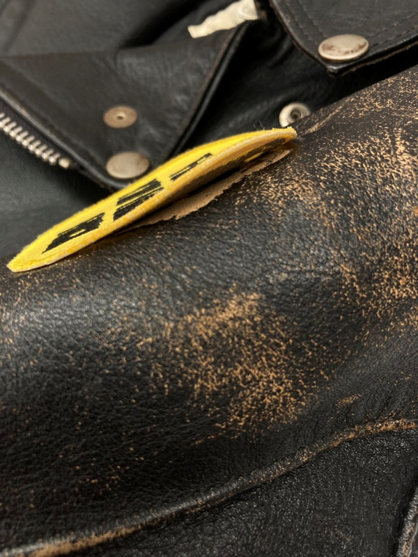 トリプルシックス 666 LEATHER JACKET レザー ジャケット ダブル ライダース バイカー ワッペン アウトドア アウター 黒 サイズ 36 ジャケット 総柄 ブラック 104MT-1697