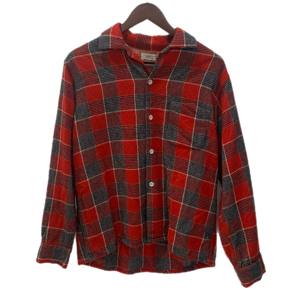 【曜日割引対象外】 ヴィンテージ vintage 50's 50s 50年代 MYLAN オープンカラーボックスシャツ 長袖シャツ レッド 201MT-3571 VB