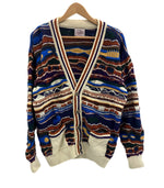 クージー COOGI 80's 80年代 白タグ 旧タグ CUGGI VINTAGE ヴィンテージ 立体ニット 3Dニット セーター クレイジーニット   カーディガン マルチカラー Mサイズ 101MT-5075